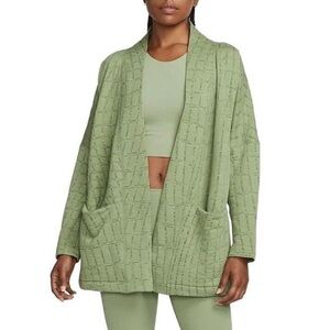 Nike Yoga Therma-FIT Textured Open Front Jacket Cardigan Green XL
